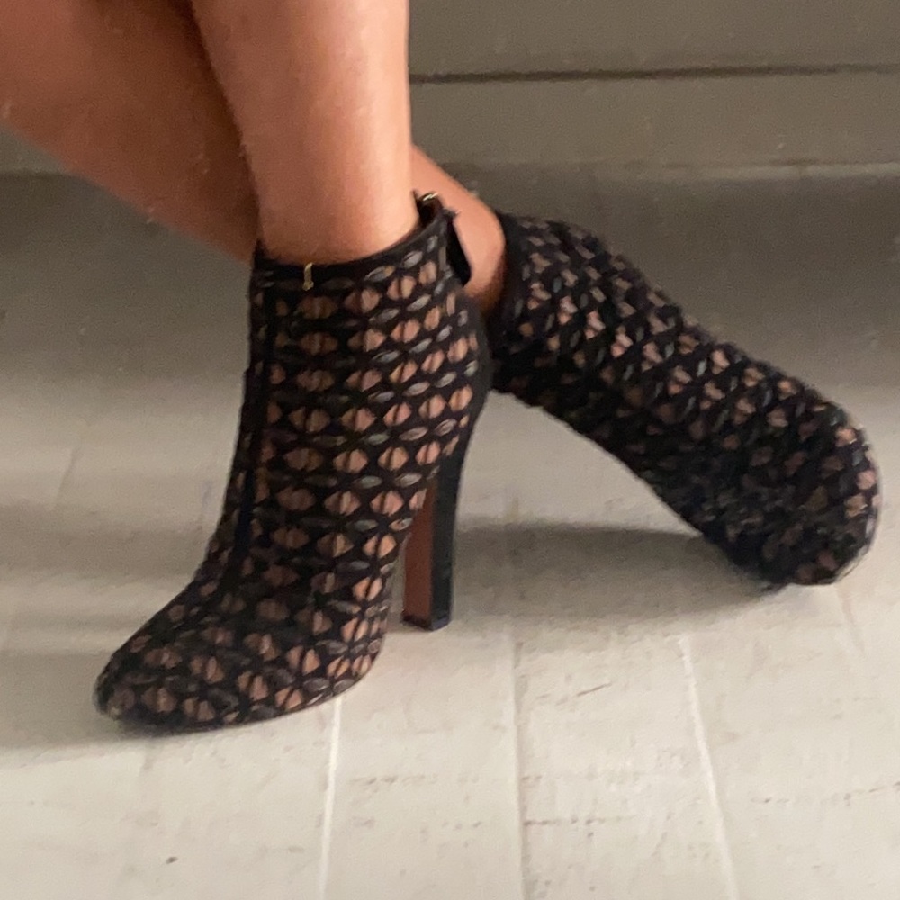 Alaia Woven high heel bootie